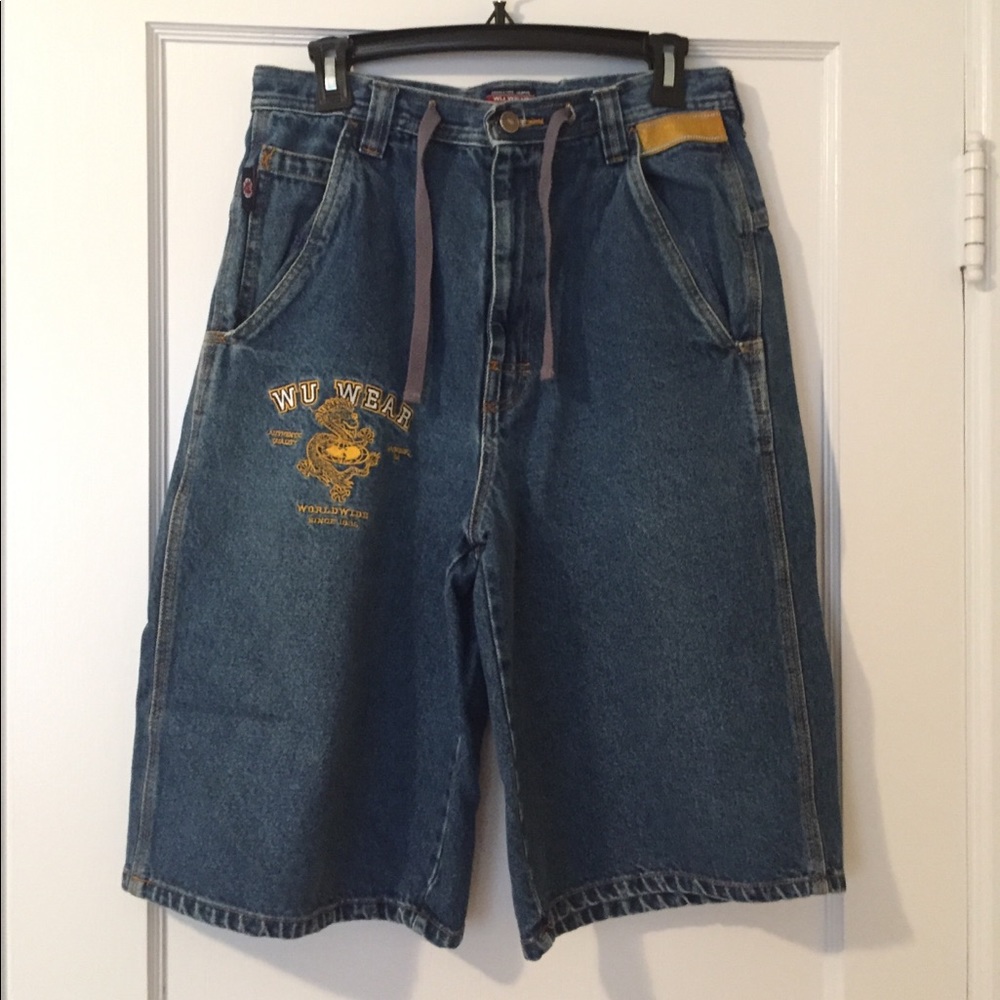 WU WEAR Men’s Vintage Denim Hip Hop Shorts Size 32